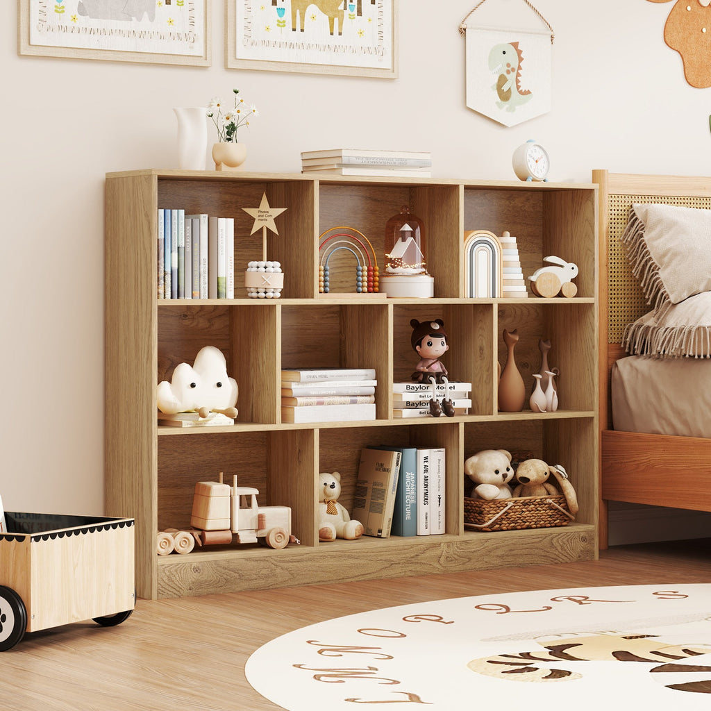 41 inches Wooden Toy Storage Organizer with 10 Cubes for Classroom Daycare Nursery Kindergarten