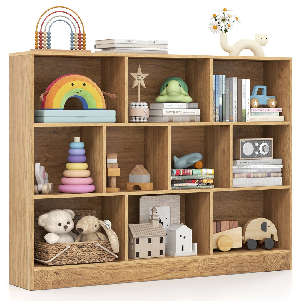 41 inches Wooden Toy Storage Organizer with 10 Cubes for Classroom Daycare Nursery Kindergarten