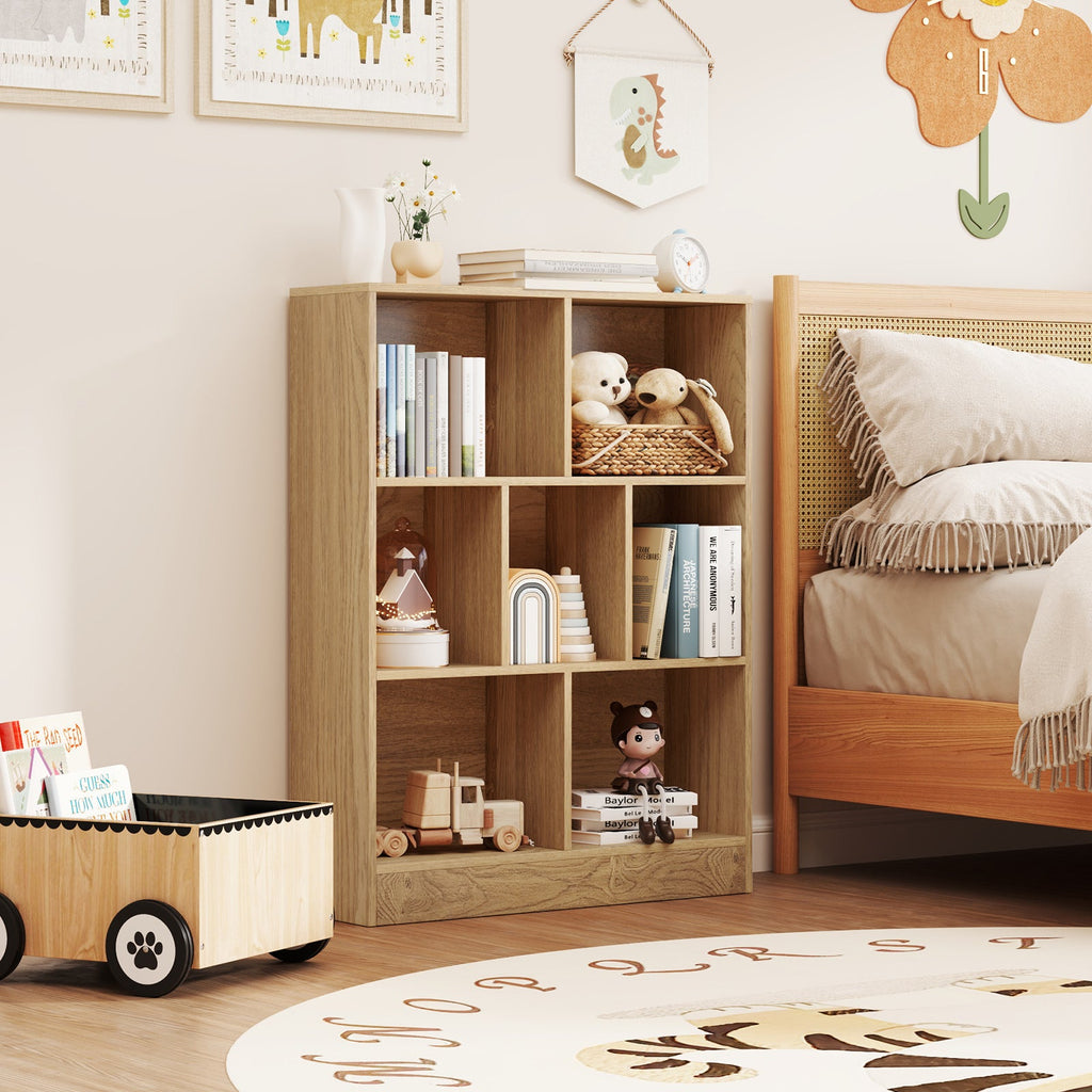 7-Section Freestanding Bookshelf for Kids Room Classroom Daycare Nursery
