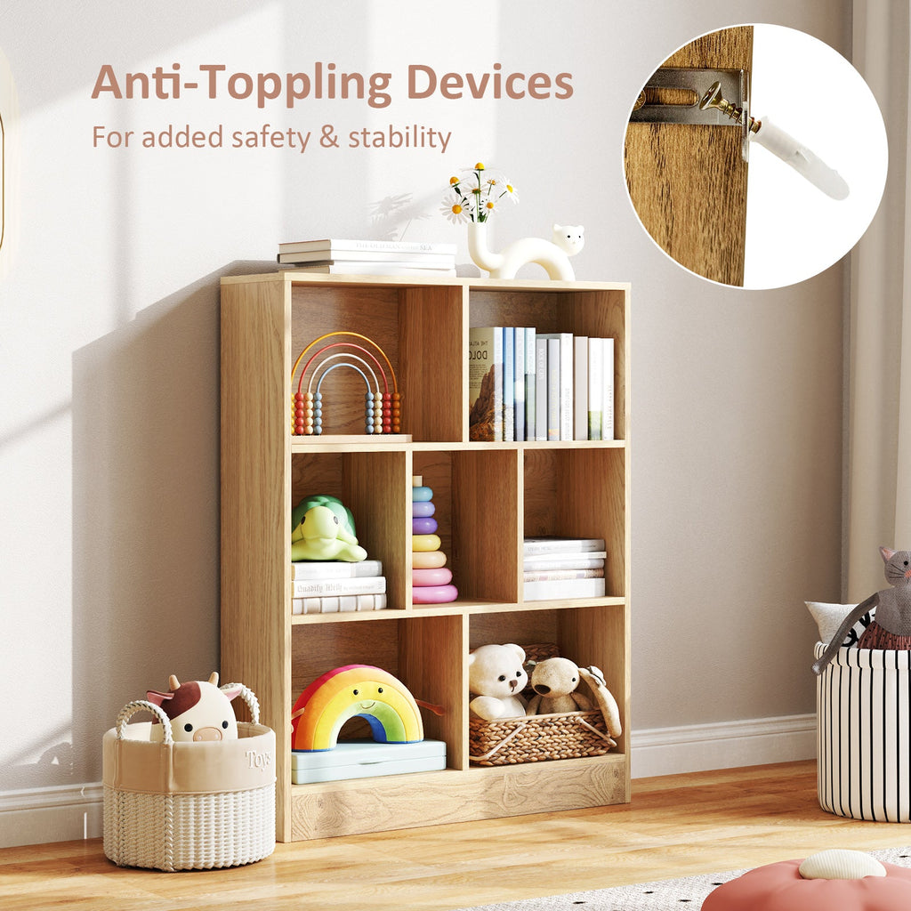 7-Section Freestanding Bookshelf for Kids Room Classroom Daycare Nursery