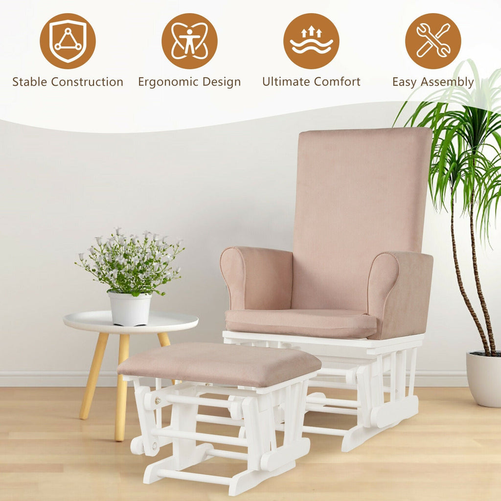Baby Nursery Relax Rocker Rocking Chair Glider and Ottoman Cushion Set