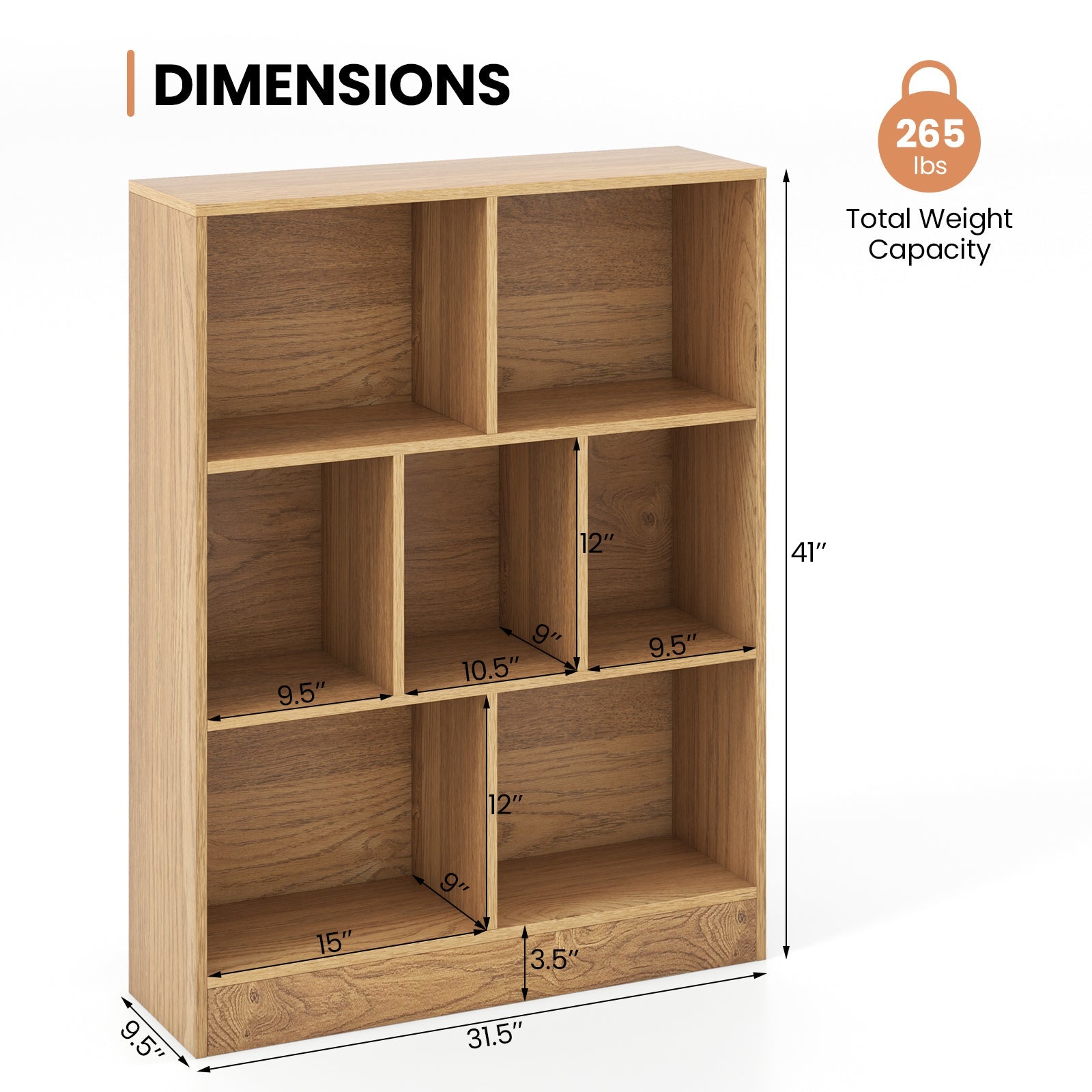 7-Section Freestanding Bookshelf for Kids Room Classroom Daycare Nursery