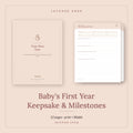 Baby's First Year Keepsake & Milestone Book from Latched SHOP — a 32-page printable and fillable PDF with twelve monthly pages