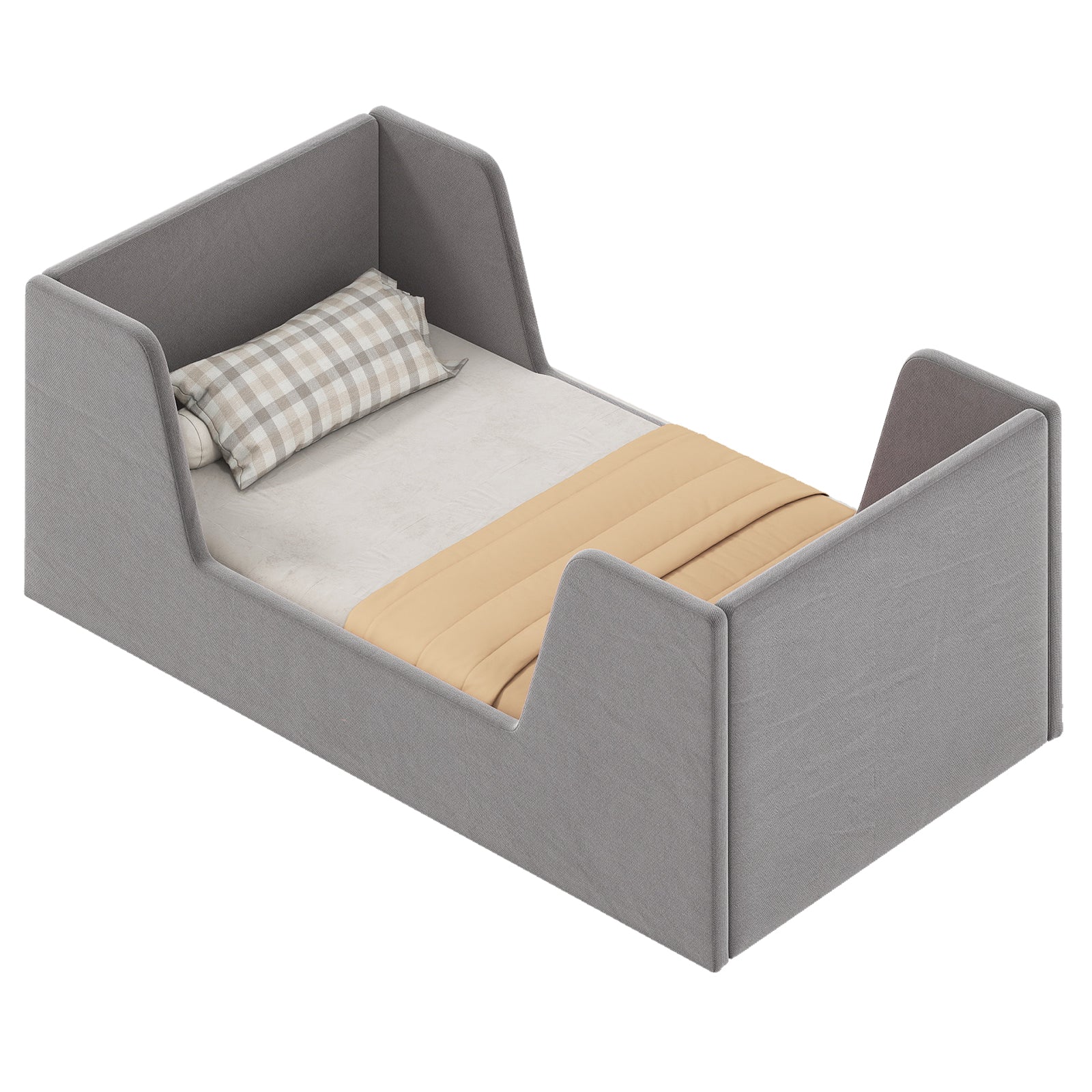Velvet Toddler Bed Frame with Safety Rails