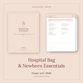 Hospital Bag & Newborn Essentials Checklist Set from Latched SHOP — a 20-page printable and fillable checklist PDF