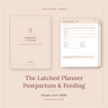 The Latched Planner from Latched SHOP — a 44-page printable and fillable postpartum and breastfeeding PDF with feeding logs and recovery trackers