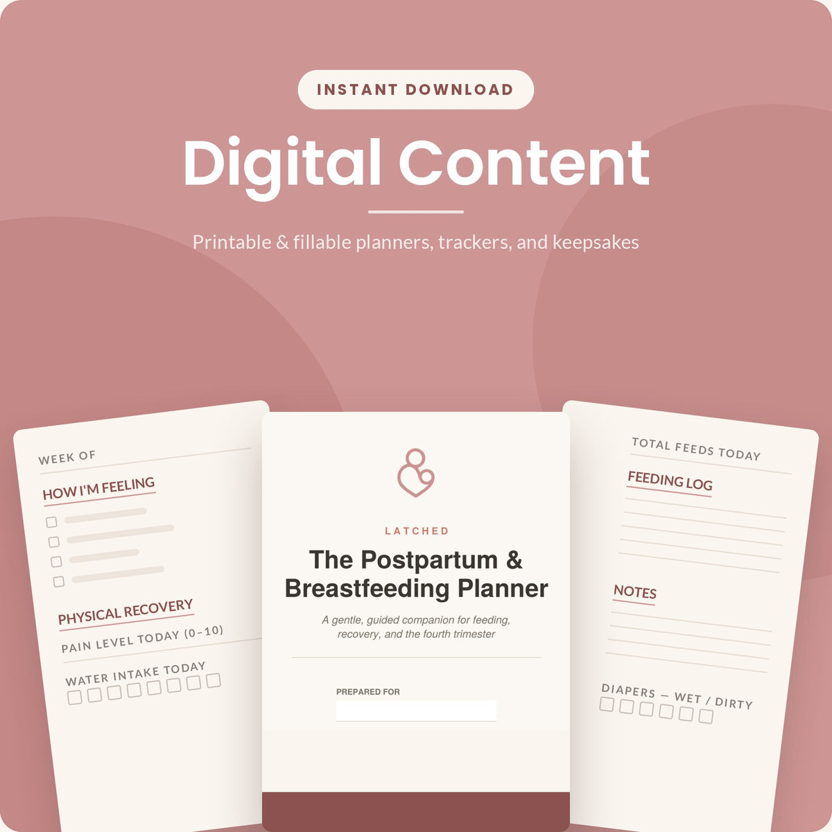 The Latched Digital Library from Latched SHOP — all four printable and fillable planner PDFs, 124 pages in total